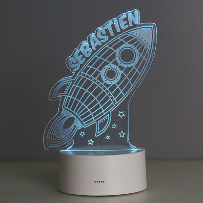 Personalised Space Rocket LED Colour Changing Wireframe Night Light - MK&JD Gifts