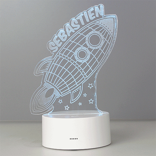 Personalised Space Rocket LED Colour Changing Wireframe Night Light - MK&JD Gifts