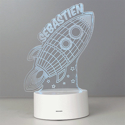 Personalised Space Rocket LED Colour Changing Wireframe Night Light - MK&JD Gifts