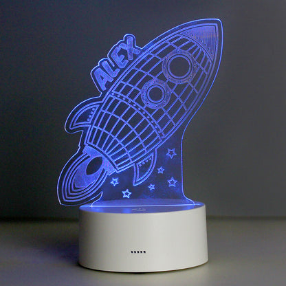 Personalised Space Rocket LED Colour Changing Wireframe Night Light - MK&JD Gifts