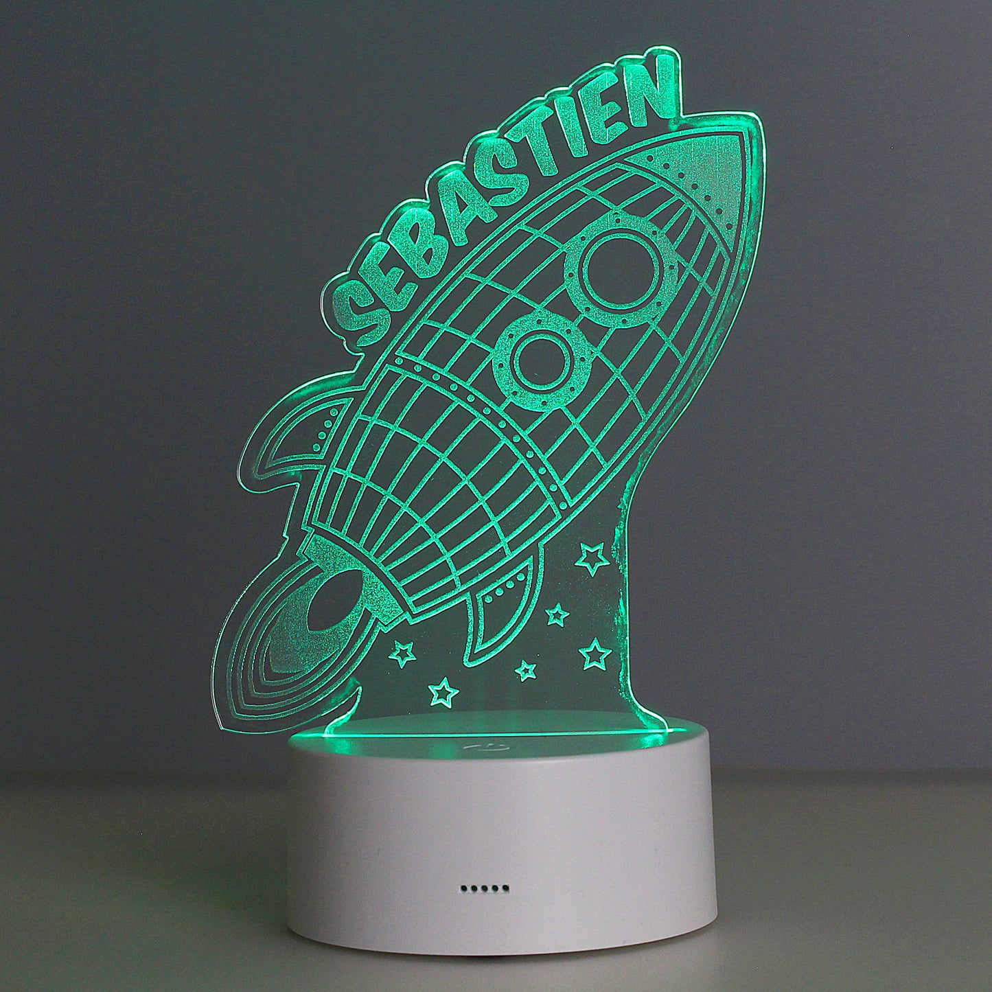 Personalised Space Rocket LED Colour Changing Wireframe Night Light - MK&JD Gifts