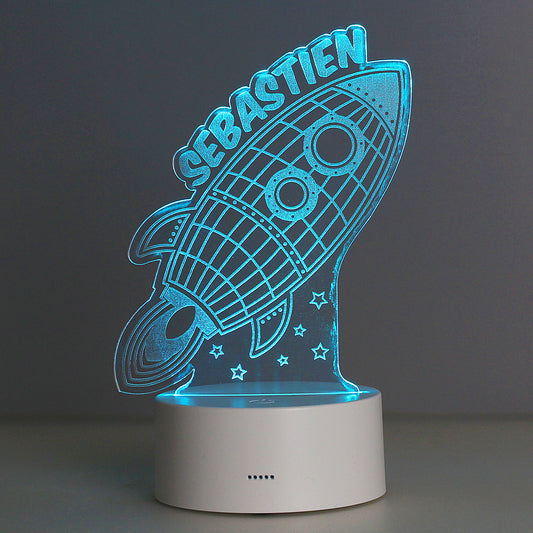 Personalised Space Rocket LED Colour Changing Wireframe Night Light - MK&JD Gifts