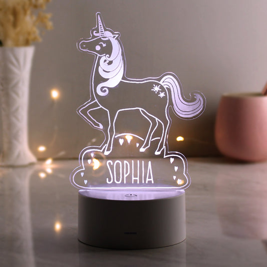 Personalised Unicorn LED Colour Changing Night Light - MK&JD Gifts
