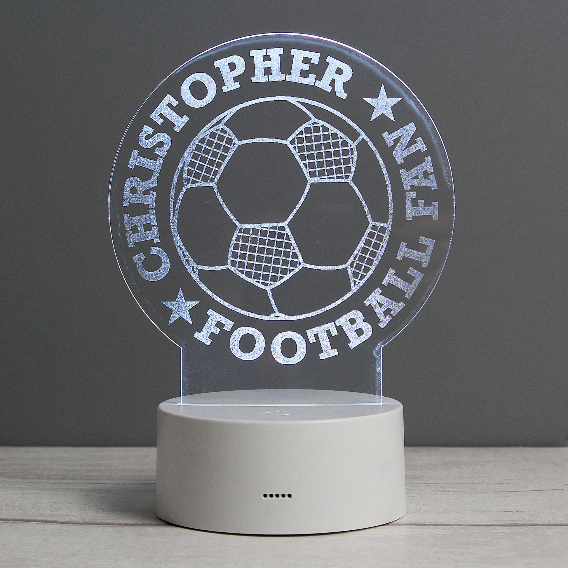 Personalised Football LED Colour Changing Desk Night Light - MK&JD Gifts