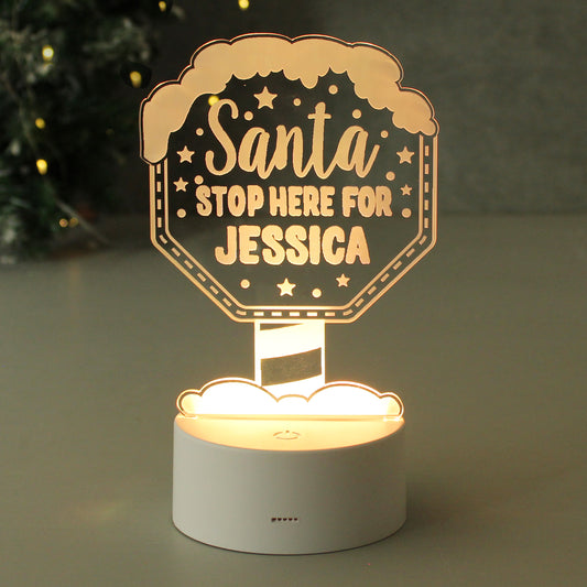 Personalised Santa Stop Here LED Colour Changing Night Light - MK&JD Gifts