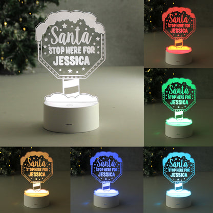 Personalised Santa Stop Here LED Colour Changing Night Light - MK&JD Gifts
