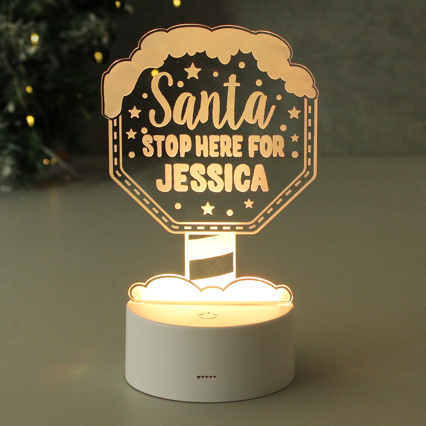 Personalised Santa Stop Here LED Colour Changing Night Light