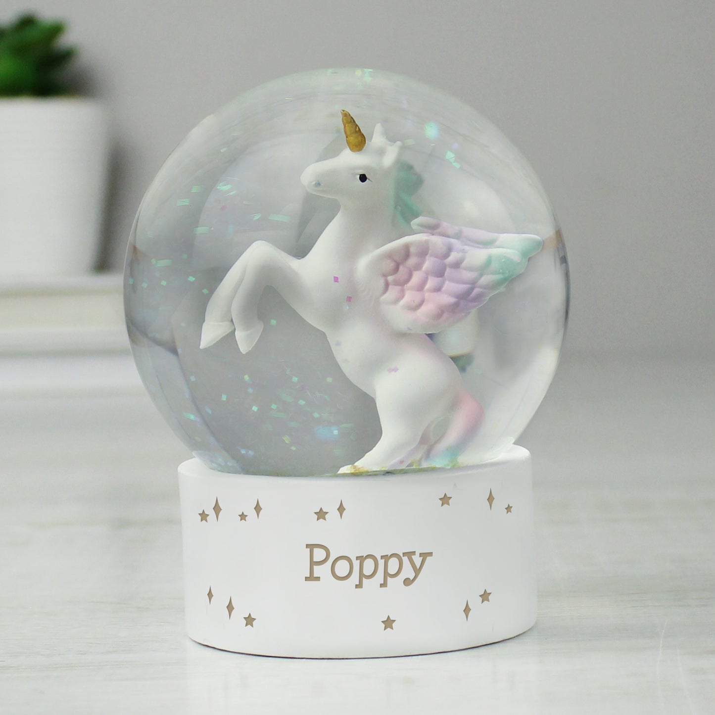 Personalised Unicorn Name Snow Globe - MK&JD Gifts