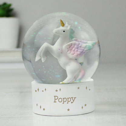 Personalised Unicorn Name Snow Globe - MK&JD Gifts