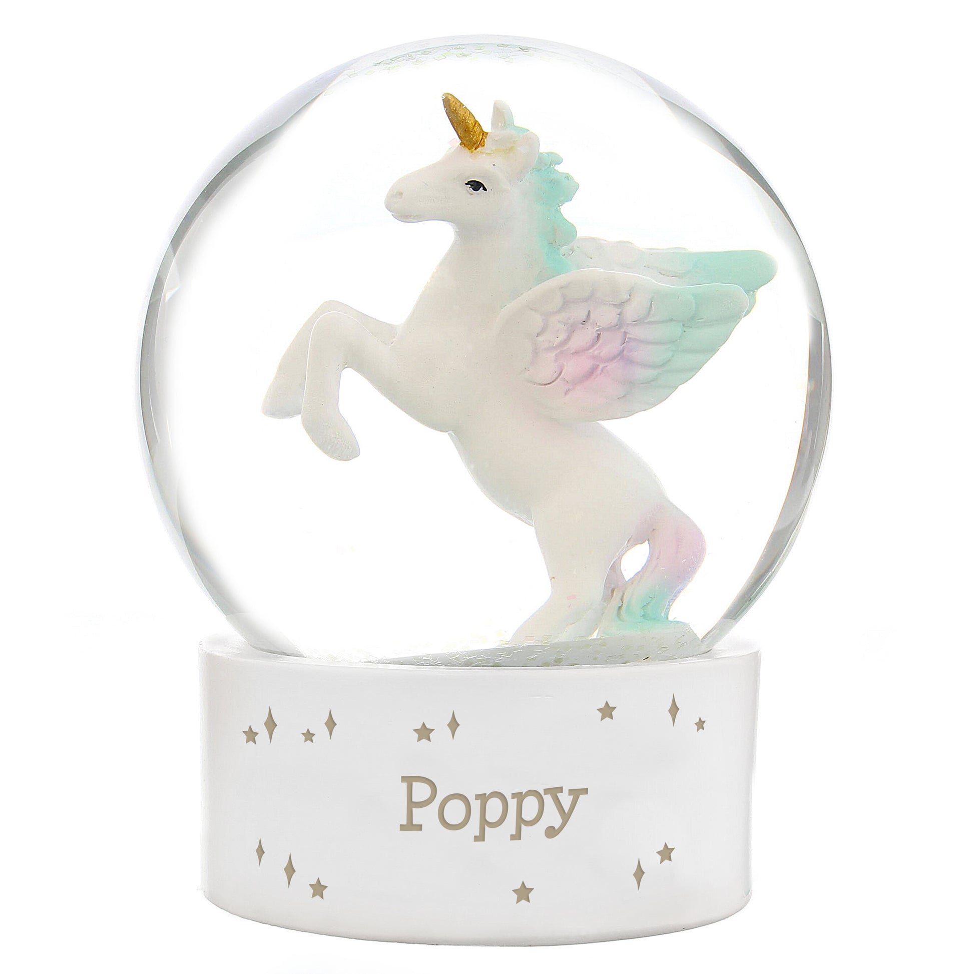 Personalised Unicorn Name Snow Globe - MK&JD Gifts
