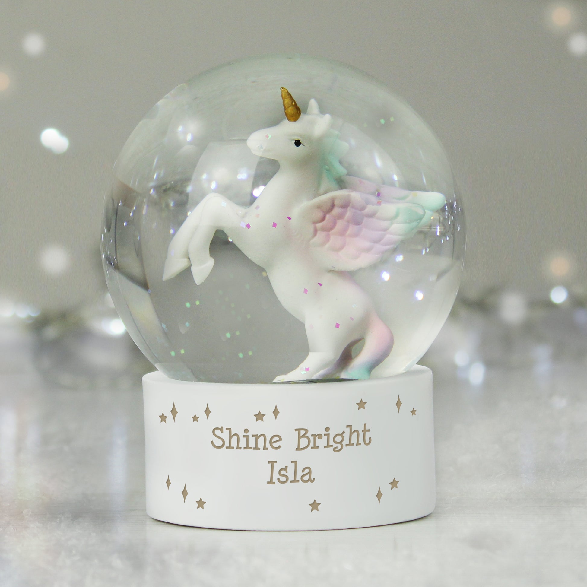 Personalised Unicorn Snow Globe - MK&JD Gifts