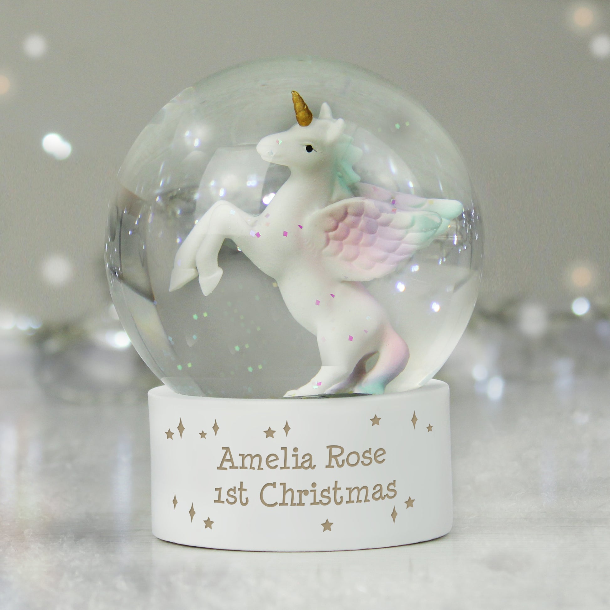 Personalised Unicorn Snow Globe - MK&JD Gifts