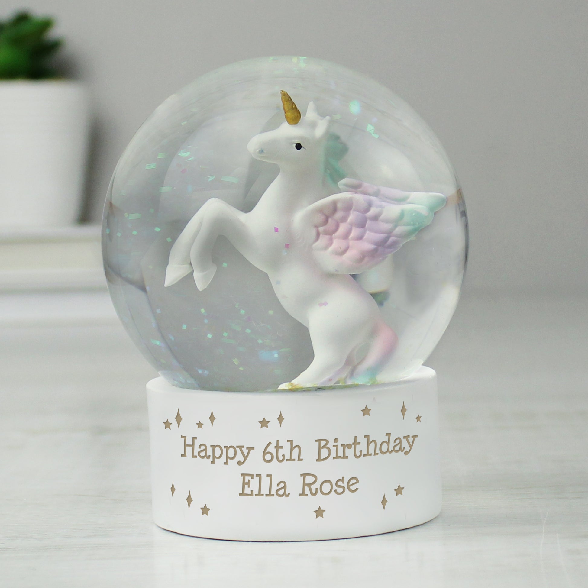 Personalised Unicorn Snow Globe - MK&JD Gifts