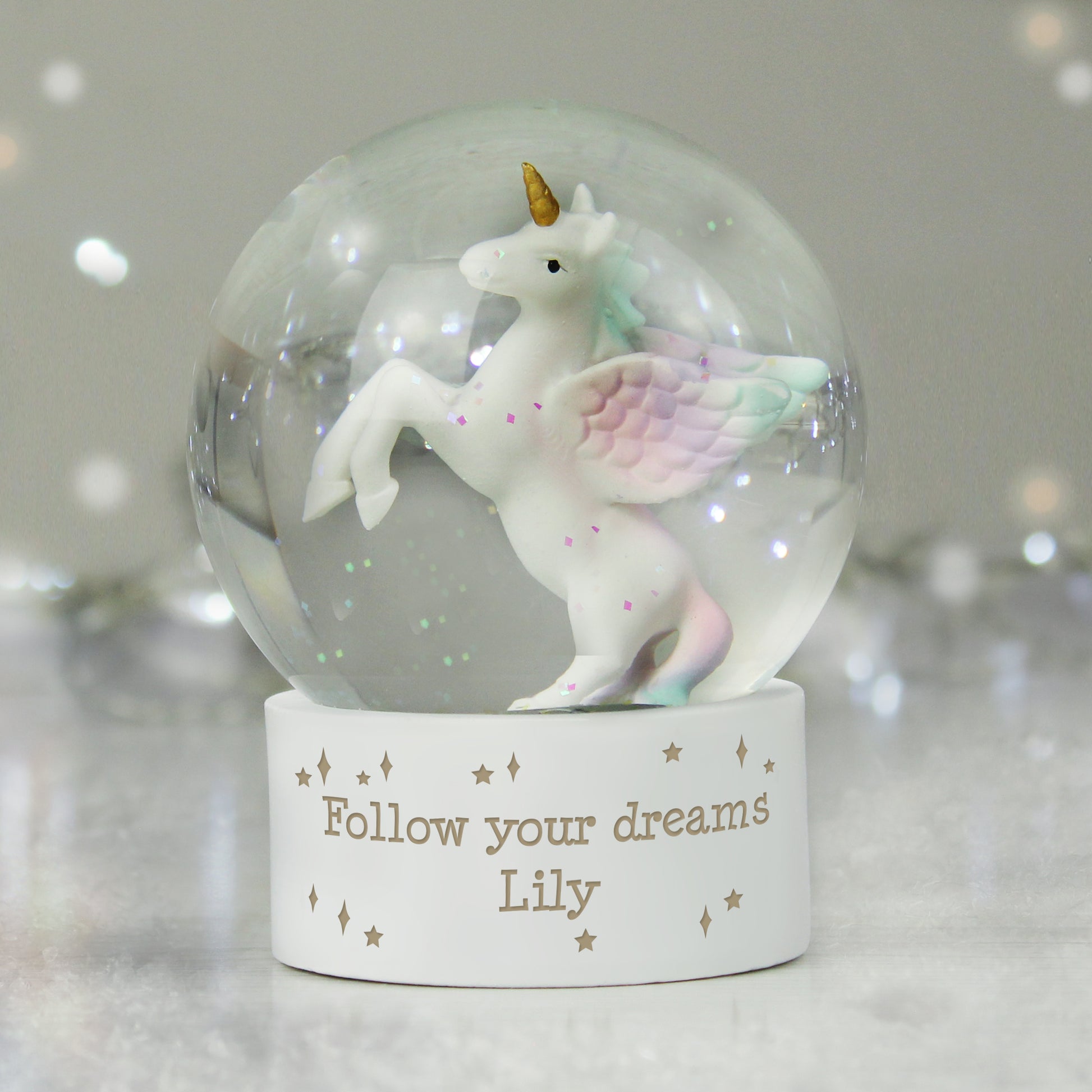 Personalised Unicorn Snow Globe - MK&JD Gifts