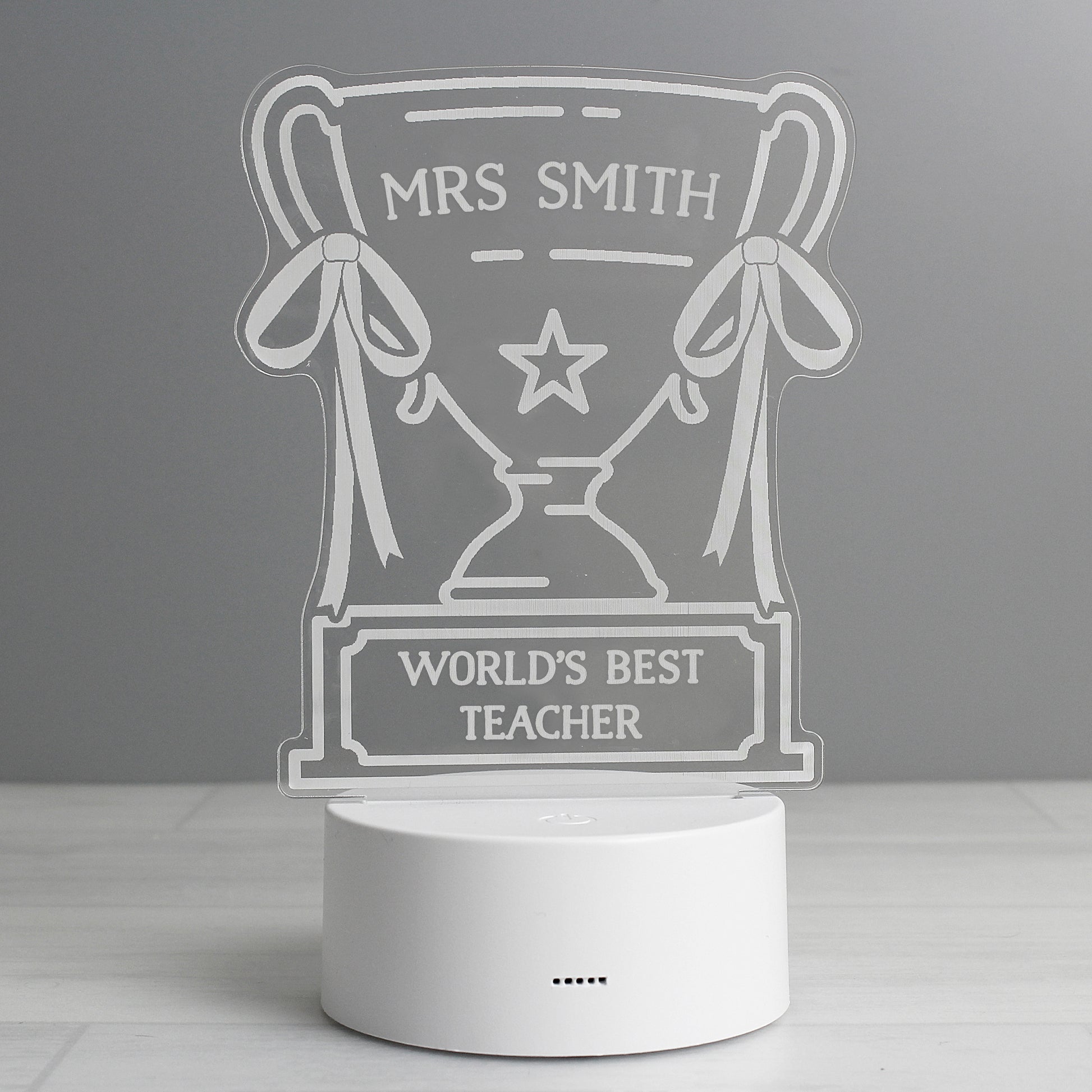 Personalised Trophy LED Colour Changing Night Light - MK&JD Gifts