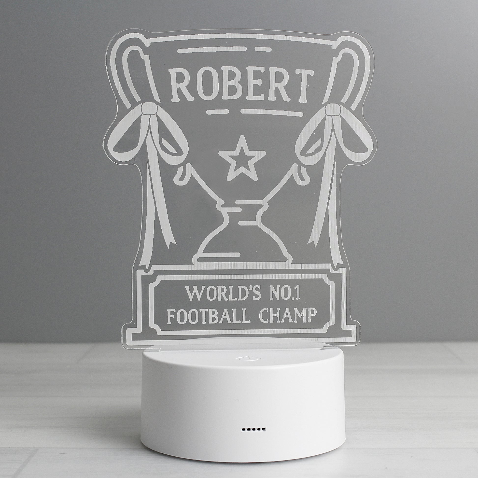Personalised Trophy LED Colour Changing Night Light - MK&JD Gifts