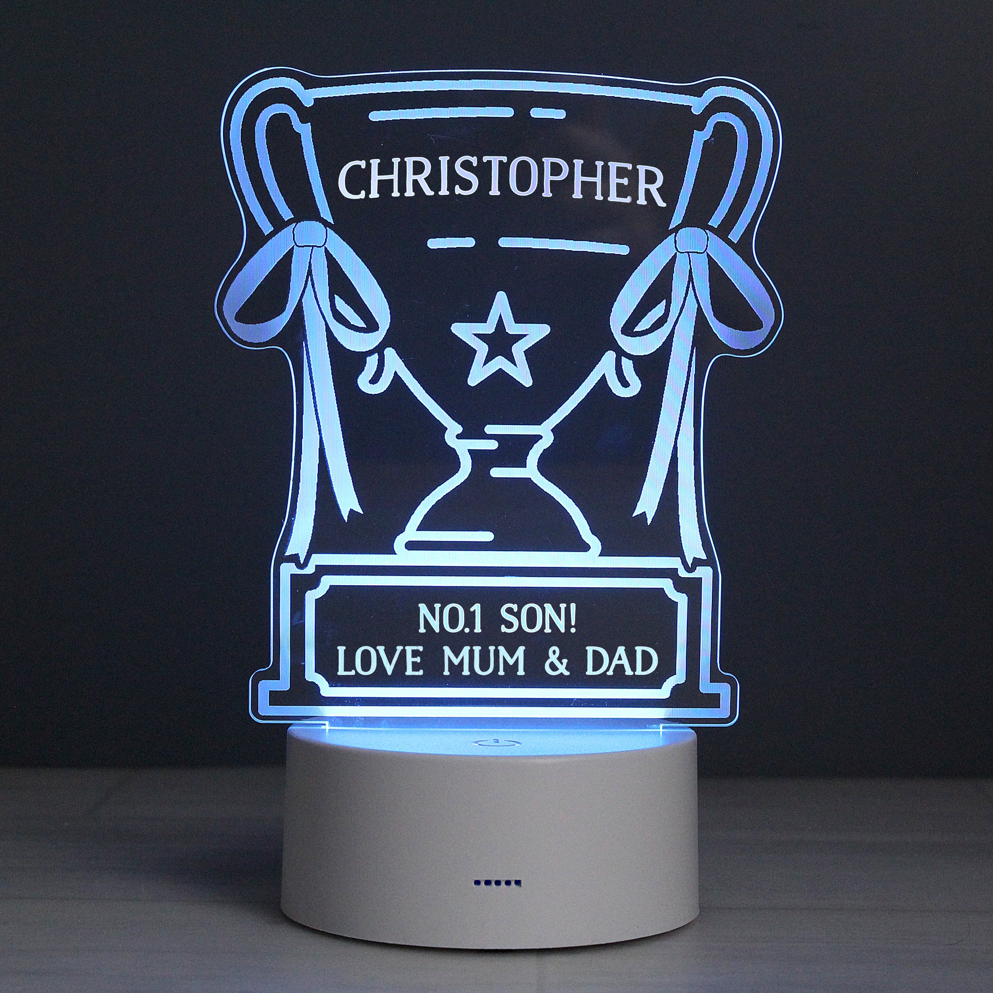Personalised Trophy LED Colour Changing Night Light - MK&JD Gifts