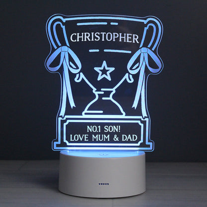 Personalised Trophy LED Colour Changing Night Light - MK&JD Gifts