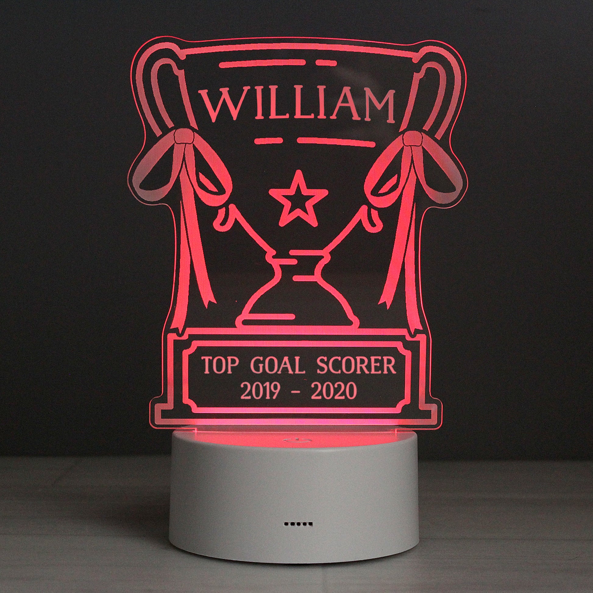 Personalised Trophy LED Colour Changing Night Light - MK&JD Gifts