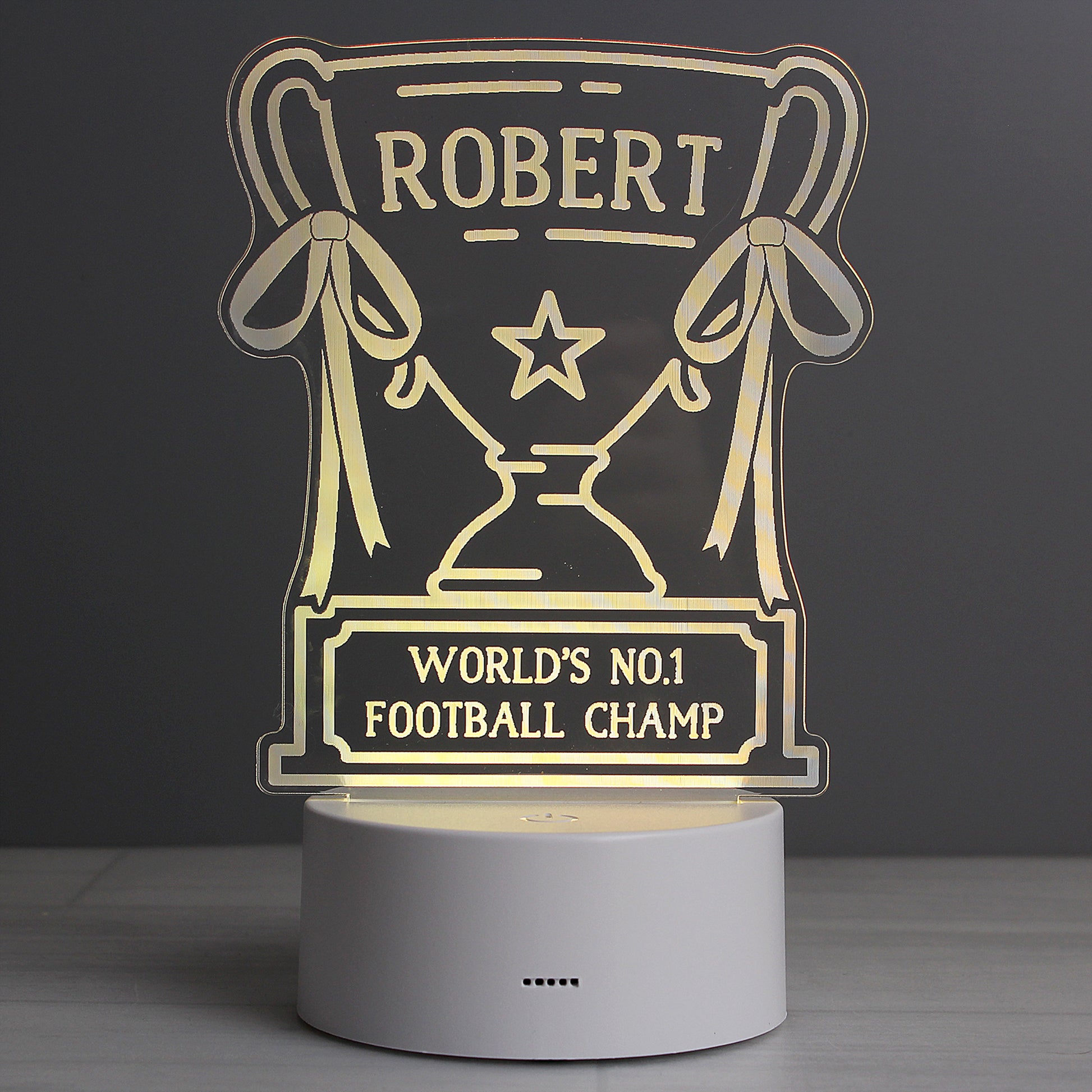 Personalised Trophy LED Colour Changing Night Light - MK&JD Gifts