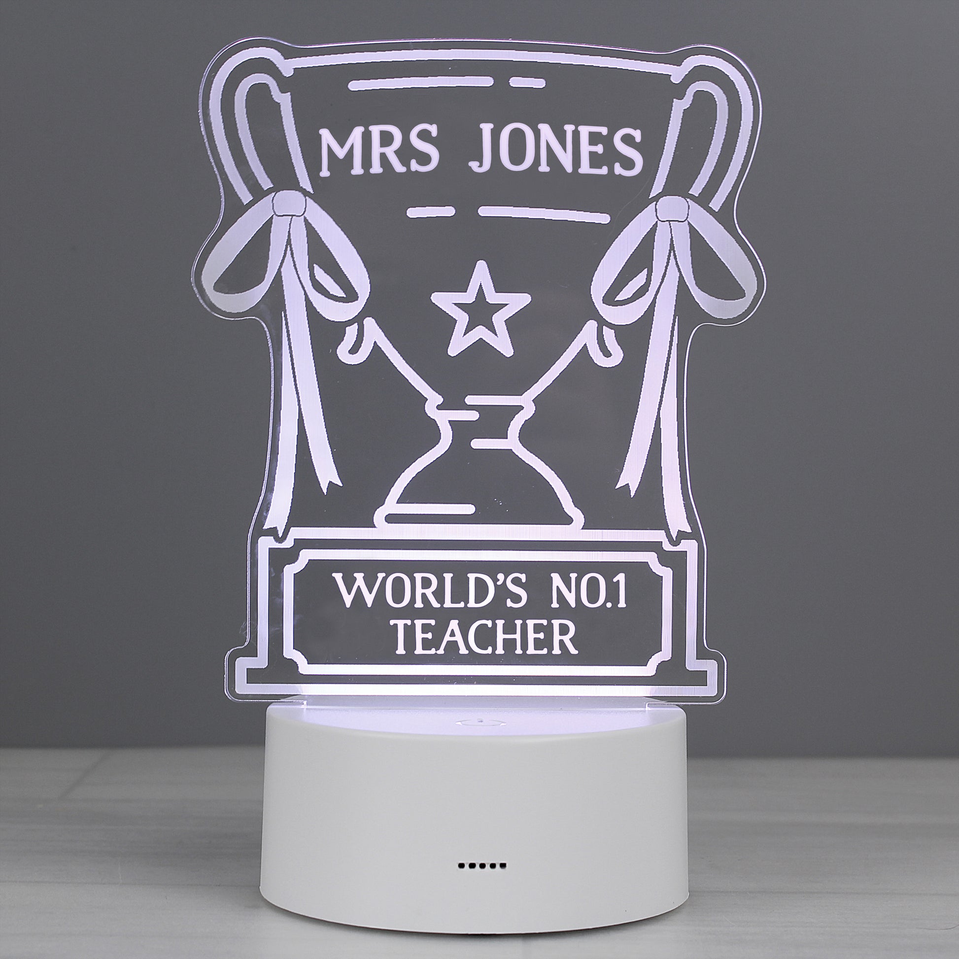 Personalised Trophy LED Colour Changing Night Light - MK&JD Gifts