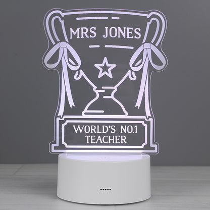 Personalised Trophy LED Colour Changing Night Light - MK&JD Gifts