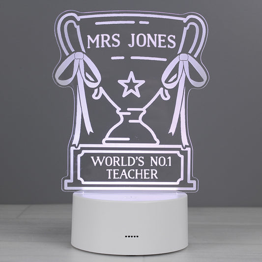 Personalised Trophy LED Colour Changing Night Light - MK&JD Gifts