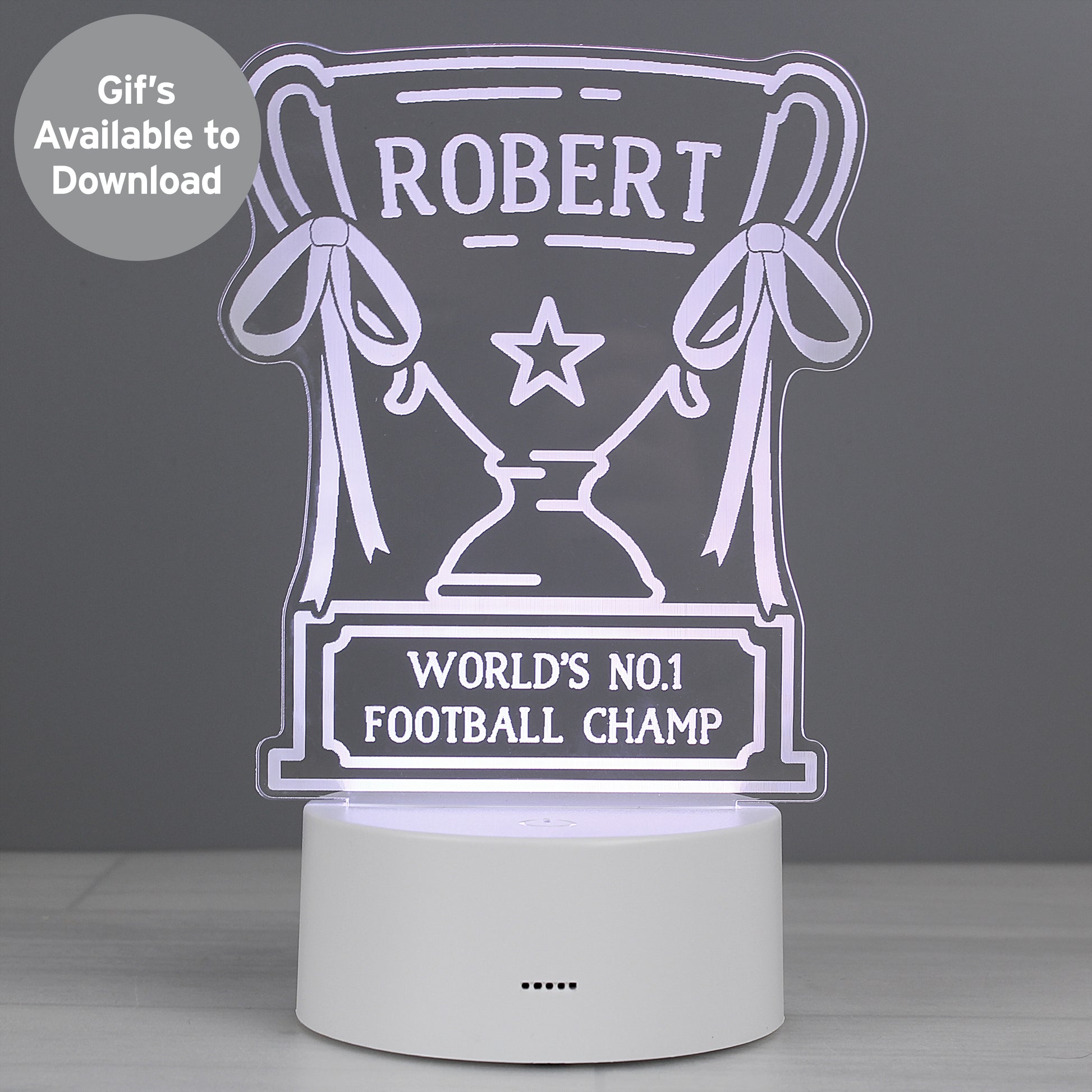 Personalised Trophy LED Colour Changing Night Light - MK&JD Gifts