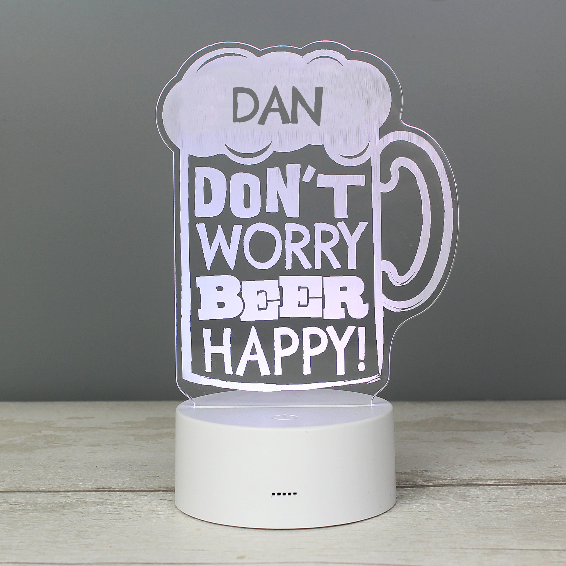 Personalised ""Beer Happy""  LED Colour Changing Light - MK&JD Gifts