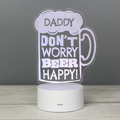 Personalised ""Beer Happy""  LED Colour Changing Light - MK&JD Gifts