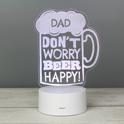 Personalised ""Beer Happy""  LED Colour Changing Light - MK&JD Gifts