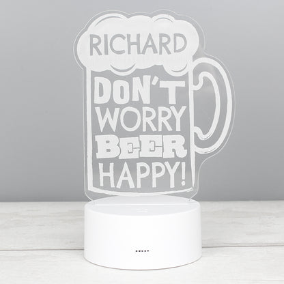 Personalised ""Beer Happy""  LED Colour Changing Light - MK&JD Gifts