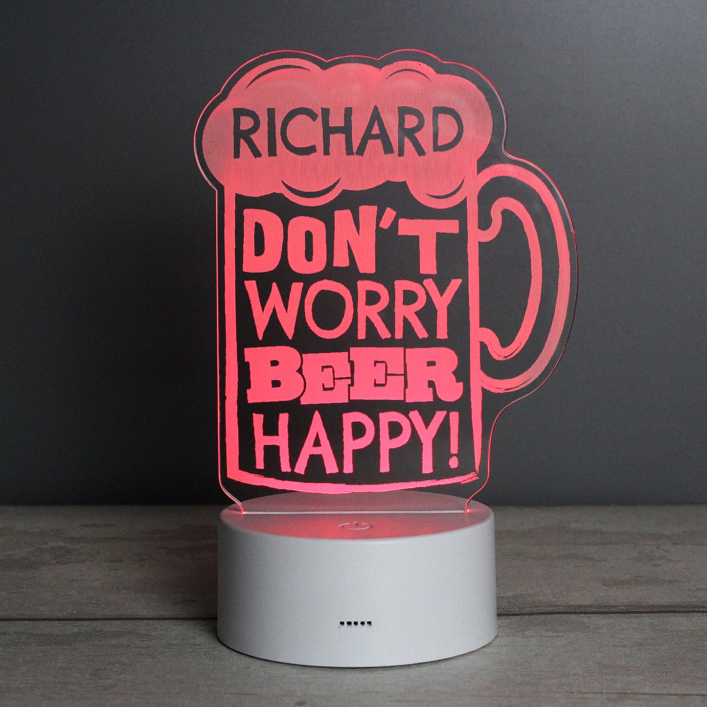 Personalised ""Beer Happy""  LED Colour Changing Light - MK&JD Gifts