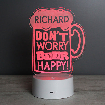 Personalised ""Beer Happy""  LED Colour Changing Light - MK&JD Gifts