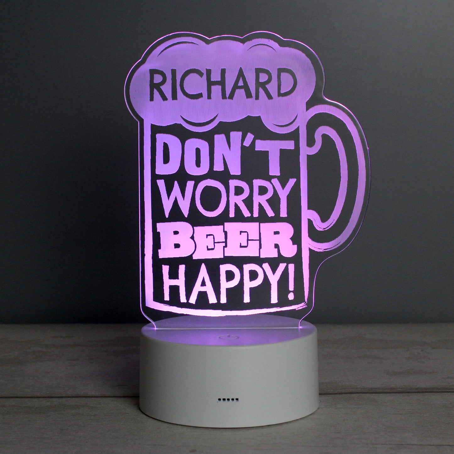 Personalised ""Beer Happy""  LED Colour Changing Light - MK&JD Gifts
