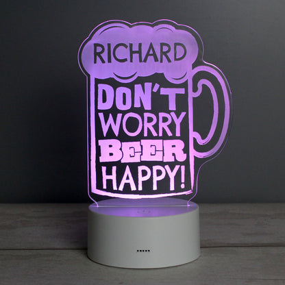 Personalised ""Beer Happy""  LED Colour Changing Light - MK&JD Gifts