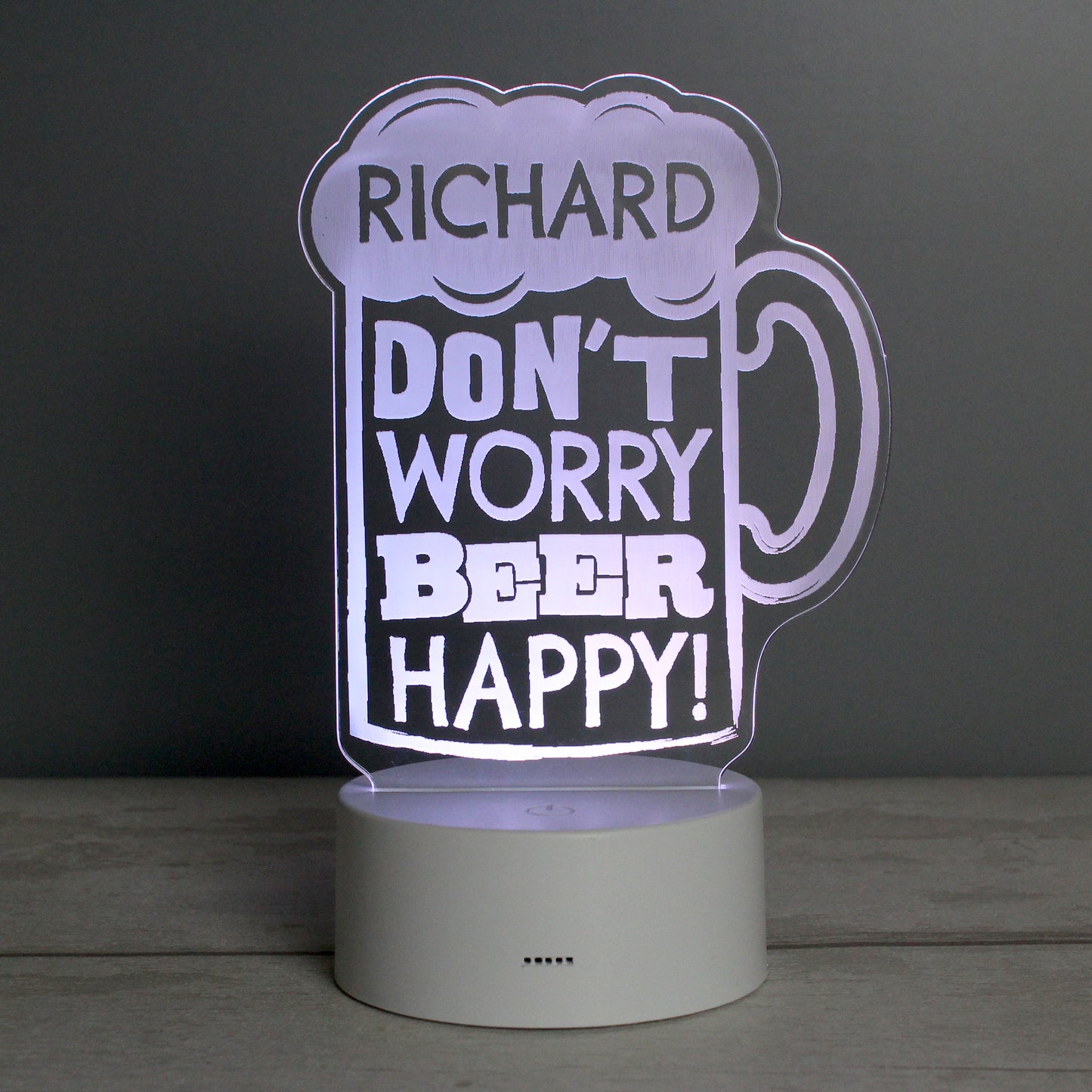 Personalised ""Beer Happy""  LED Colour Changing Light - MK&JD Gifts