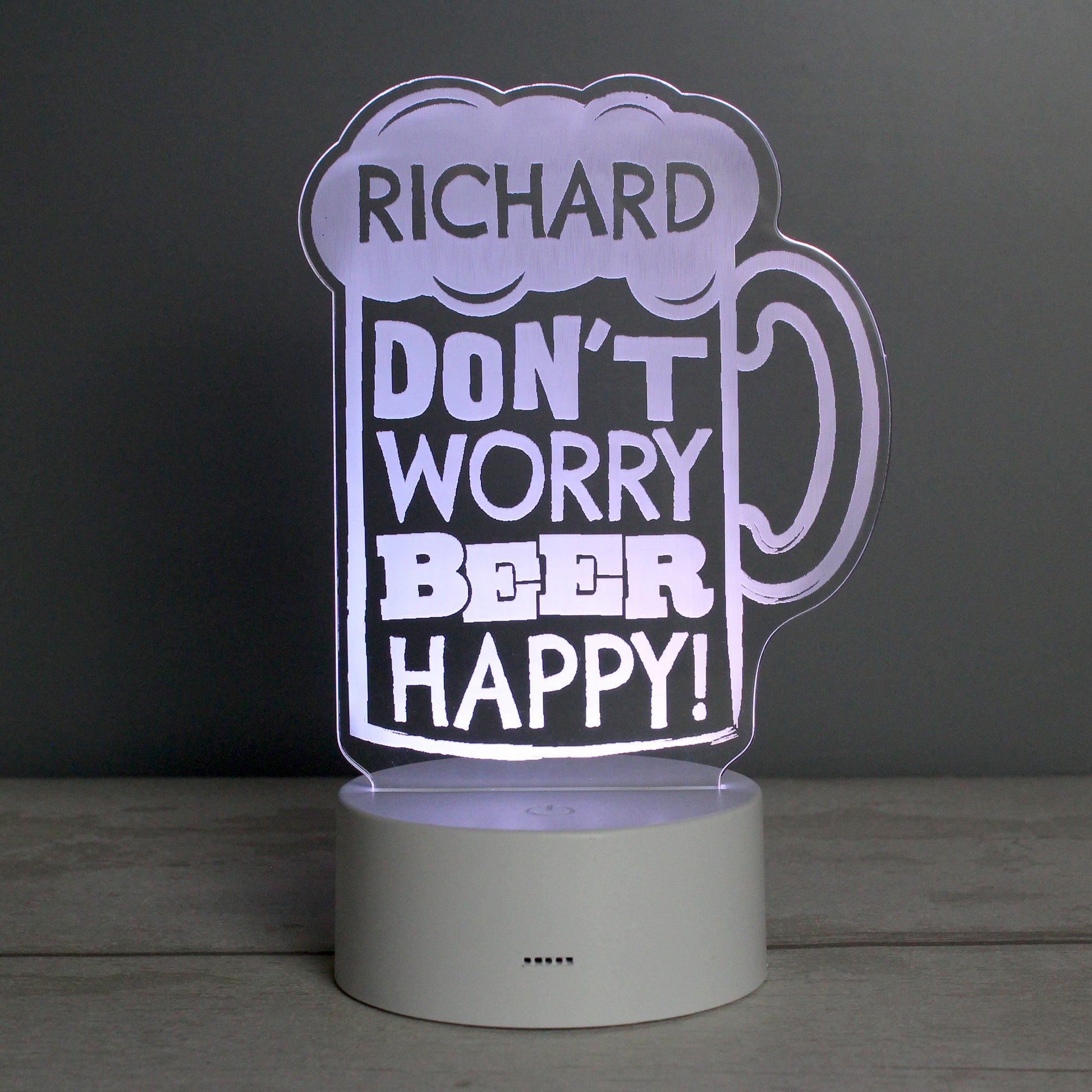 Personalised ""Beer Happy""  LED Colour Changing Light - MK&JD Gifts