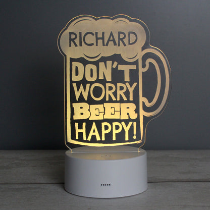 Personalised ""Beer Happy""  LED Colour Changing Light - MK&JD Gifts