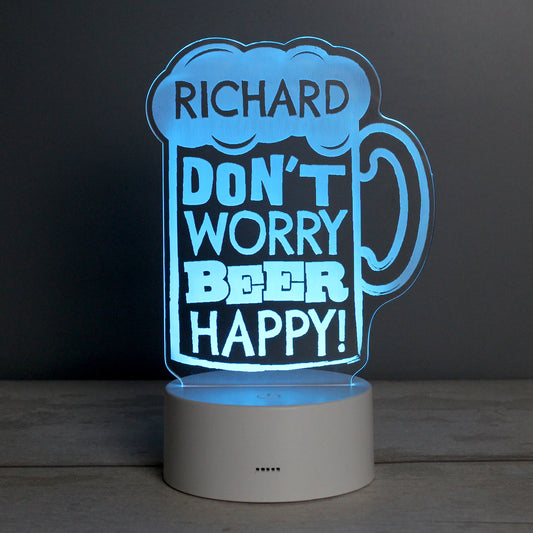 Personalised ""Beer Happy""  LED Colour Changing Light - MK&JD Gifts