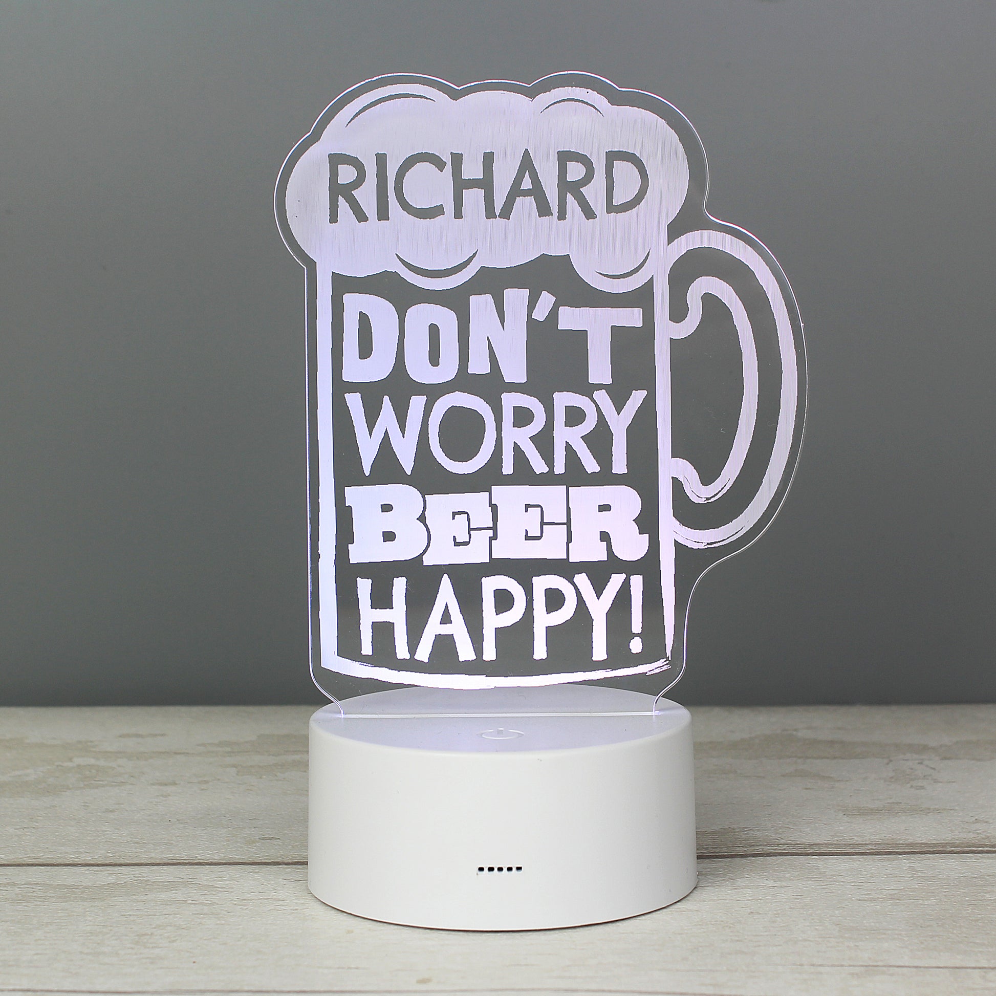 Personalised ""Beer Happy""  LED Colour Changing Light - MK&JD Gifts