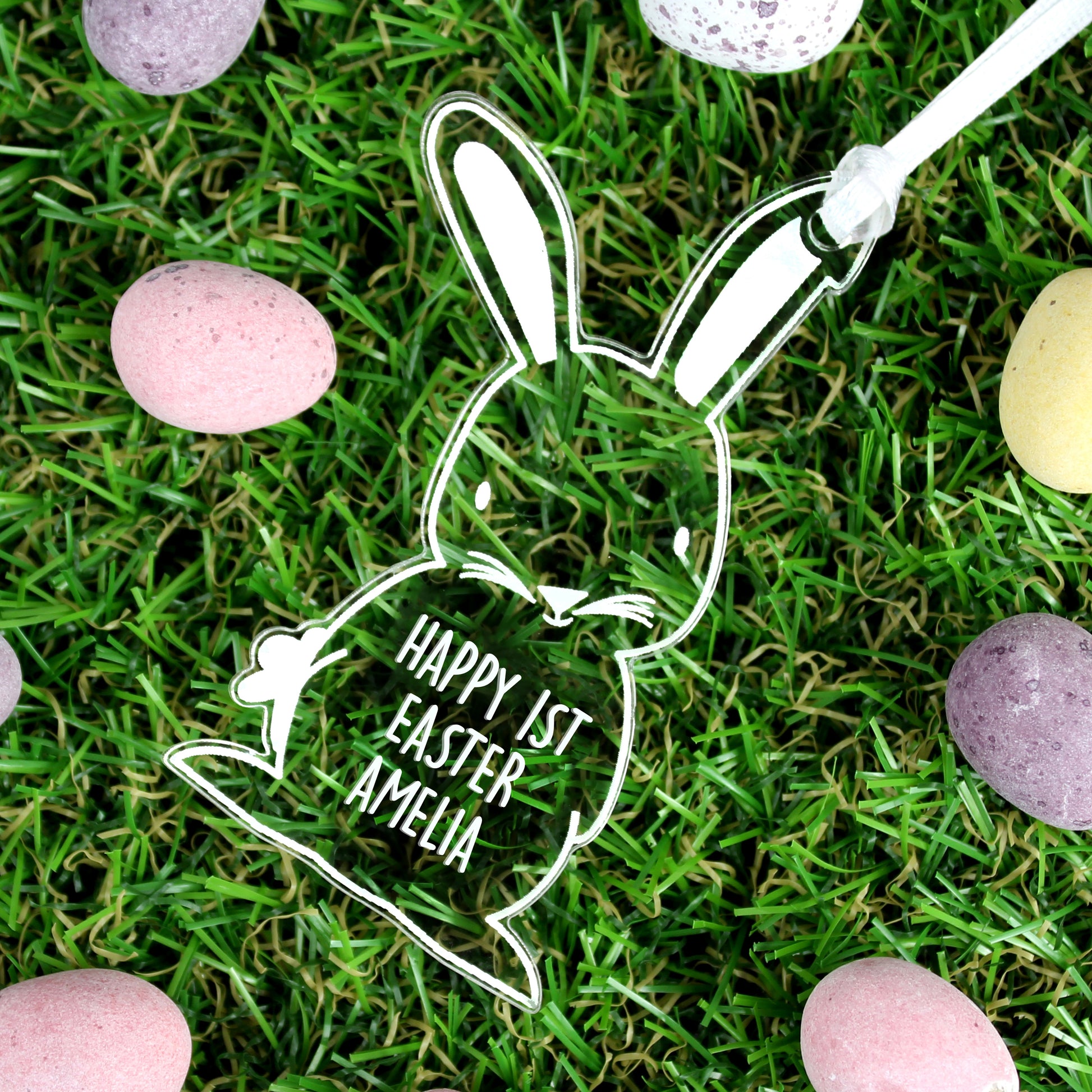 Personalised Acrylic Easter Bunny Decoration - MK&JD Gifts