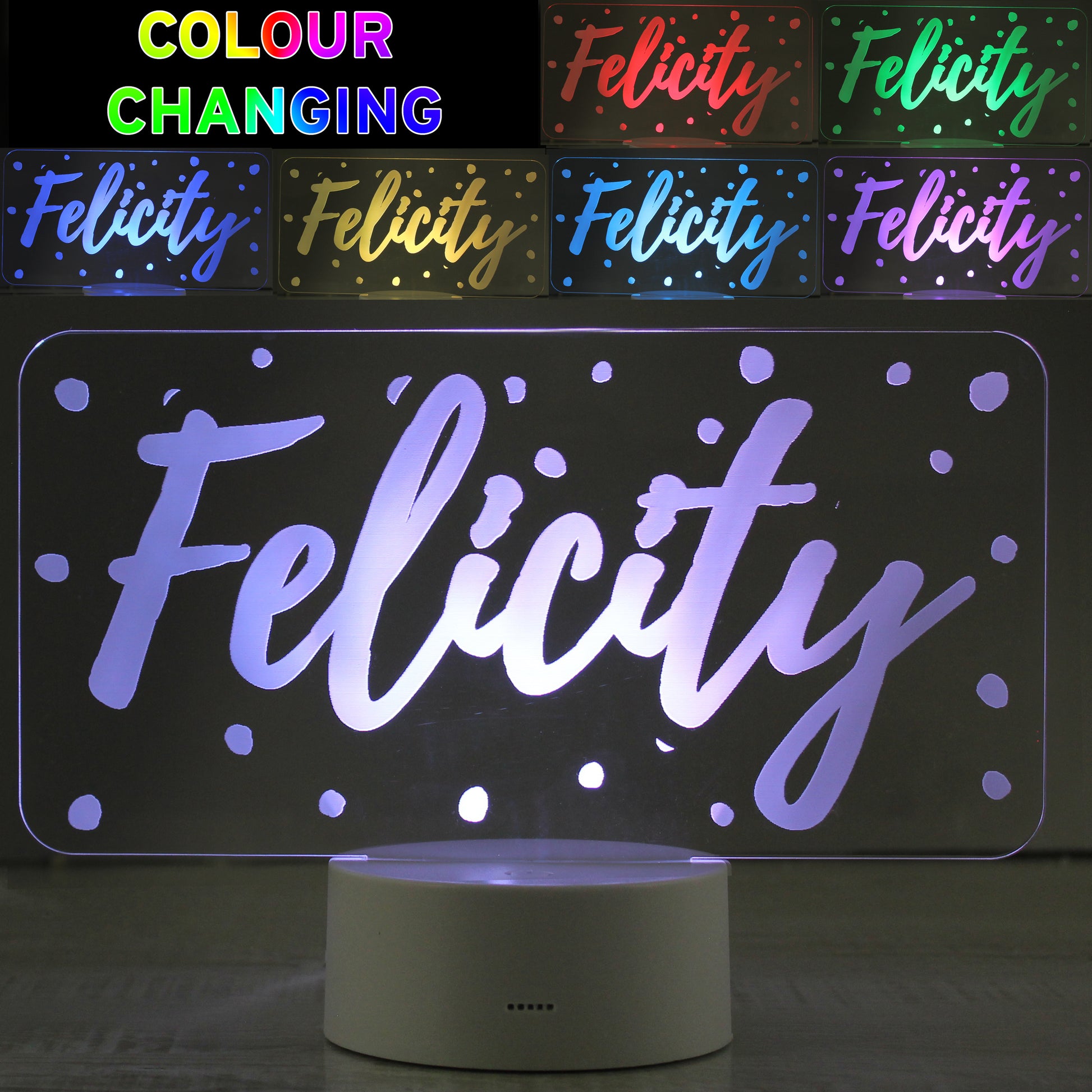 Personalised Polka-dot Name only LED Colour Changing Night Light - MK&JD Gifts