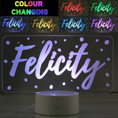 Personalised Polka-dot Name only LED Colour Changing Night Light - MK&JD Gifts