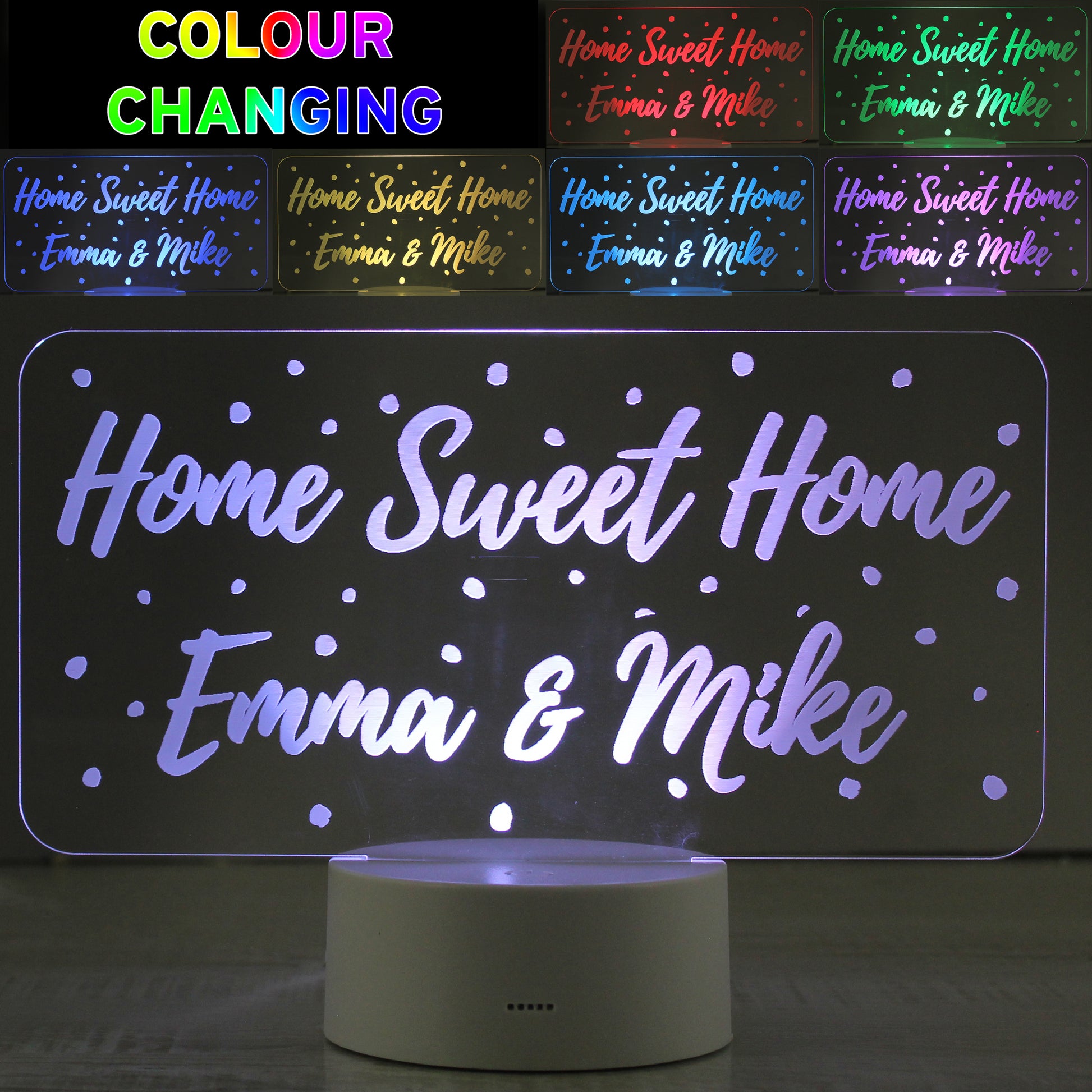 Personalised Polka-dot Message LED Colour Changing Night Light - MK&JD Gifts