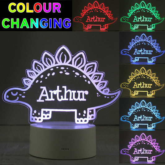 Personalised Dinosaur LED Colour Changing Night Light - MK&JD Gifts