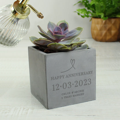 Personalised Special Date Concrete Plant Pot - MK&JD Gifts