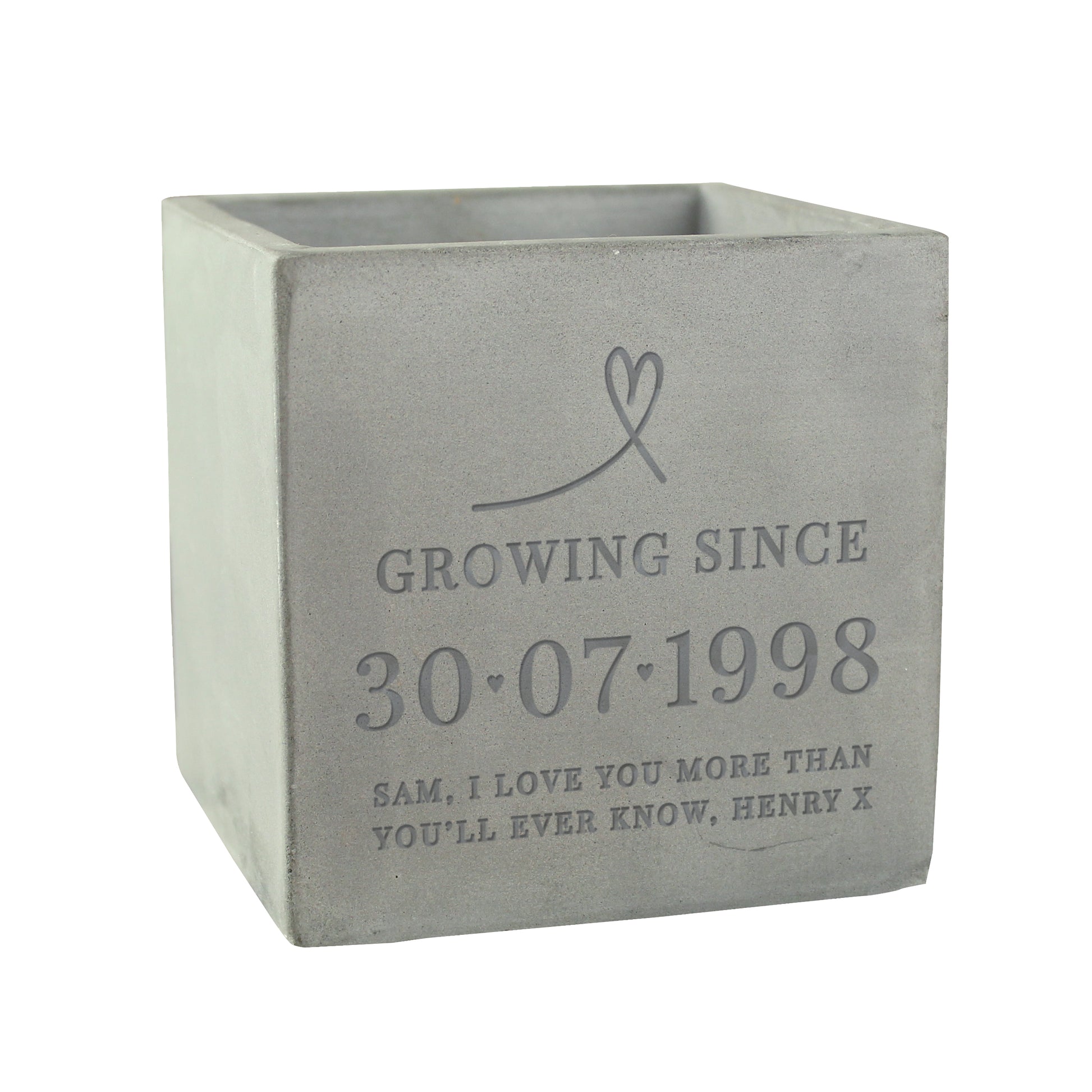 Personalised Special Date Concrete Plant Pot - MK&JD Gifts