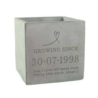 Personalised Special Date Concrete Plant Pot - MK&JD Gifts