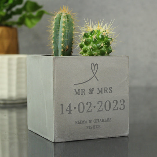 Personalised Special Date Concrete Plant Pot - MK&JD Gifts